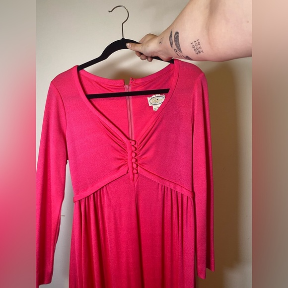 70s Hot Pink Pat Richards Maxi Dress - Picture 8 of 11